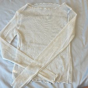 SILVER WHITE SHIMMER GLITTER SHEER TOP